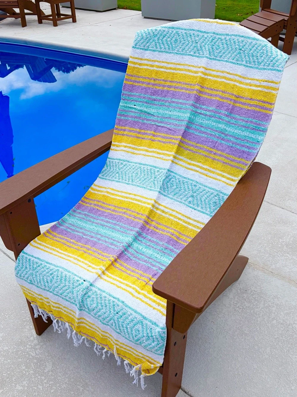 Mexican Falsa Blanket – Woven Striped Serape Throw with Fringe